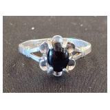 Size 8 Sterling Silver Ring with Black Stone