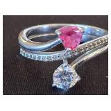 Sterling Silver Size 7 Ring with Stones