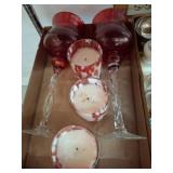 Red Hurricane Glasses and Votive Candleholders