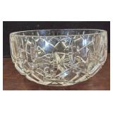 Cut Glass Serving Bowl with Star and Leaf Pattern