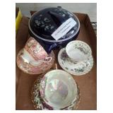 Hull Blue Cobalt Casserole & Bone China Cups