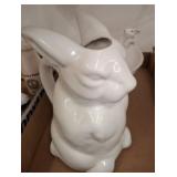 White Ceramic Rabbit Pitcher and Cake Stand