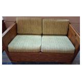 Wooden Loveseat with Cushioned Upholstery 52x32x26
