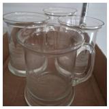 Four Etched Glass Mugs
