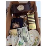 Box Lot: Clock, China Cups, Calculator, More
