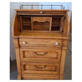 Oak Roll-Top Desk with Drawers, 29x18x40in