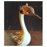 Langham Glass Blown Glass Swan with Labels