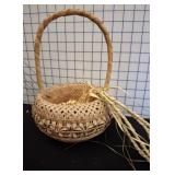 Handwoven Straw Basket with Handle