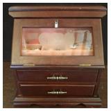 Wooden Jewelry Box With Costume Jewelry