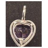 Heart-Shaped Amethyst Pendant in Silver Setting