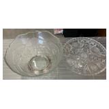 Two Clear Glass Serving Bowls