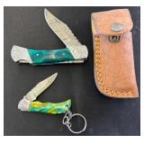 Two Folding Knives with Decorative Handles