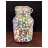 Jar of Multicolored Glass Marbles