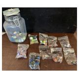 Glass Marbles in Jar and Bags
