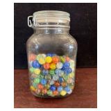 Glass Jar with Assorted Marbles