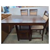 Wood Dining Table Set with Storage and Chairs