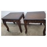 Carved Wood Side Tables, 22x20x22