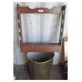 Wood Wall Rack and Metal Bin c2