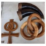 Wooden Rings and Horn Cups Grouping