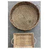 Two Handwoven Natural Fiber Baskets