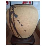 Stoneware Vase With Abstract Design