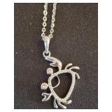 Sterling Silver Pendant Necklace with Crab Design