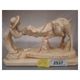 Cast Resin Figurine of Woman and Cow Scene