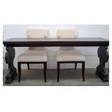 Dark Wood Dining Table With Two Chairs