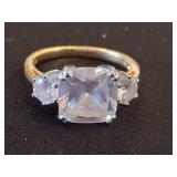 Sterling Silver Three-Stone Ring, Size 7.5