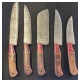 5 Damascus Steel Chef Knives