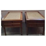Wood End Tables with Marble Tops 21x30x21in