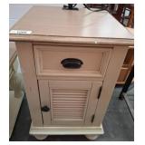 Wooden Side Table With Drawer and Cabinet