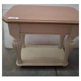 Two-Tier Wooden Side Table with Fluted Legs