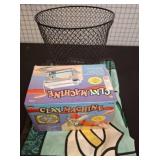 Clay Machine, Wire Basket, and Floral yard flag.