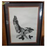 Framed Eagle Print, Signed by Artist, 23x29