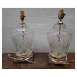 Cut Glass Table Lamps with Brass Bases
