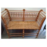 Wood Spindle Bench with Rush Seat, 48x17in