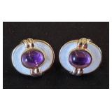 Sterling Earrings with Amethyst and Enamel