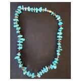 Turquoise Bead Necklace With Gold-Toned Spacers