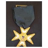 Gold-Tone Medal with Ribbon and Enamel Details