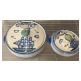 Hand-Painted Ceramic Lidded Bowls by M. Holland