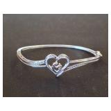 Sterling Silver Heart Bracelet with Openwork Desig