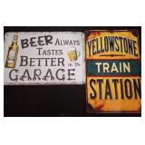 Two Decorative Metal Garage Signs