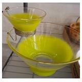 Yellow Glass Chip and Dip Bowl Set