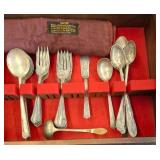 Silver-Plated Flatware Set in Wooden Chest