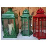 Three Metal and Glass Decorative Lanterns