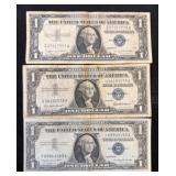 Three Series 1957A Silver Certificate Notes
