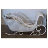 White Wicker Decorative Sleigh, 36x18x22in