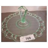 Green Depression Glass Serving Tray