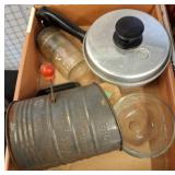 Kitchen Tools Including Mirro Pan and Sifter